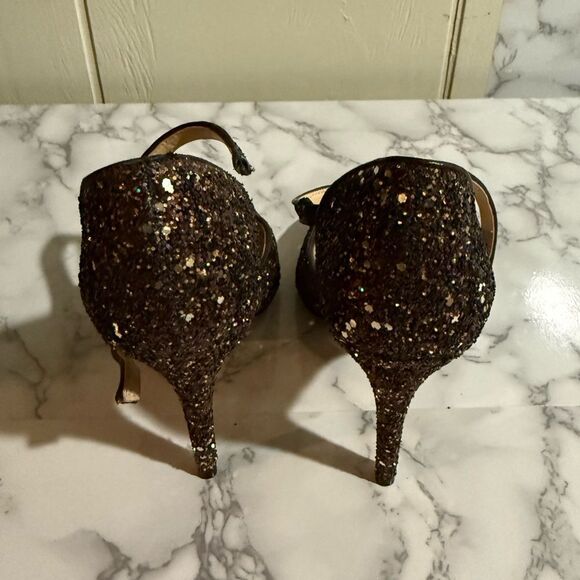 Badgley Mischka American Glamour Glitter Pointed Toe Heels Size 6 - Picture 7 of 9
